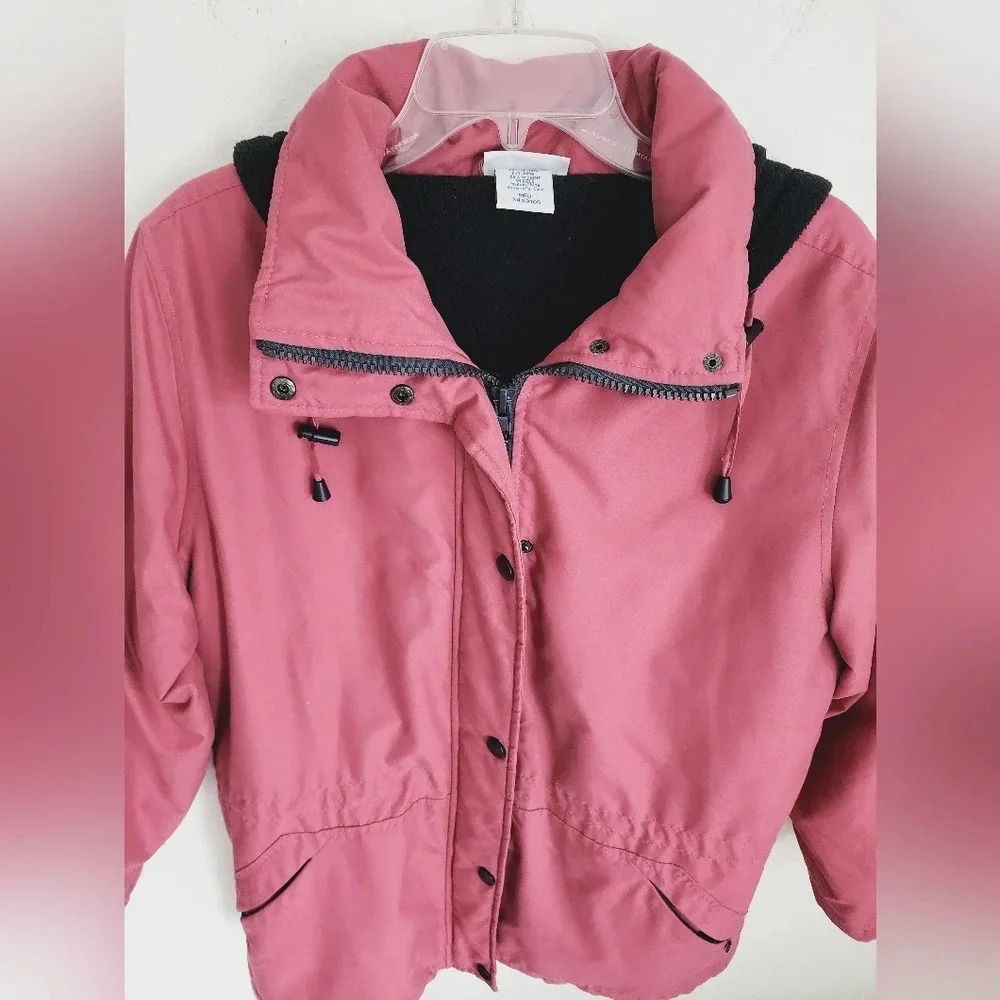 Blair Women's Mauve/Pink Jacket Hood Cinch Waist Pockets Zip/Snap Close Euc Sz M — image 4 of 8